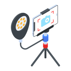 Fototapeta premium Easy to edit isometric icon of a vlogging 