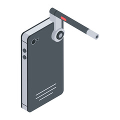 Trendy isometric icon of a digital camera 