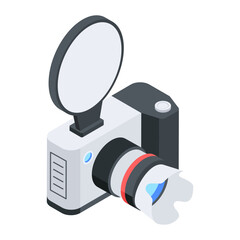 Trendy isometric icon of a digital camera 