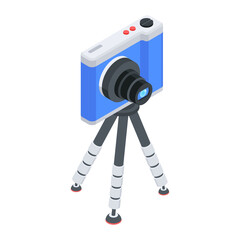 Easy to edit isometric icon of a vlogging 