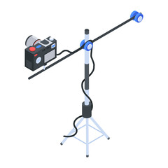 Easy to edit isometric icon of a vlogging camera 