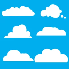 Foto auf Glas Cloud. Abstract white cloudy set isolated on blue background. Vector illustration. © paramita