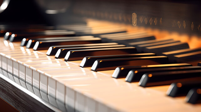Piano keys close up