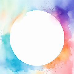 Bright multicolor circle watercolor splash with room for text created with Generative AI technology