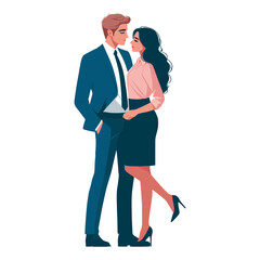 Office romance of man and woman flat design vector illustration.