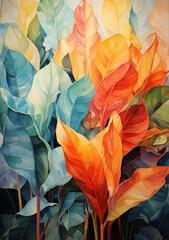 Indulge in Leafy Opulence: Explore the Allure of Tropical Watercolor Art