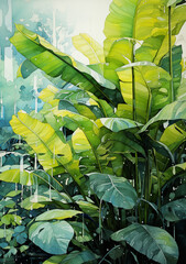 Admire Colorful Tropics: Experience the Diversity in Aquarelle Leaves