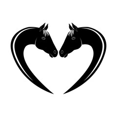Horse Heart Silhouettes, on white vector tattoo - 700284707