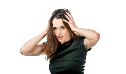 A Woman Holding Her Hair Up. A woman is holding her hair in the air