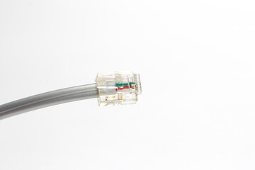 RJ 45 connector on white background
