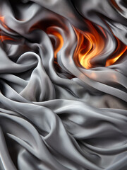 Gray thin textile fabric, closeup detail to structure, smoke near - fireproof materials concept. Generative AI