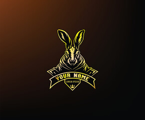 This lavish gold rabbit head logo exudes luxury. Modeled after a rabbit's head and set in glimmering gold, this sleek emblem subtly signifies prosperity.
