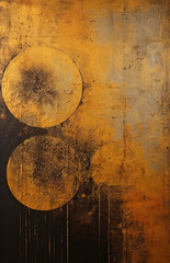 Cosmic Orbs on Rustic Gold Background
