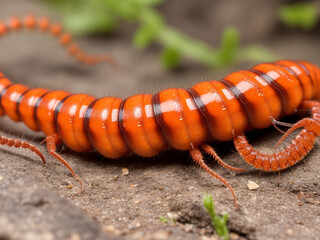 Closeup of a centipede macro photo