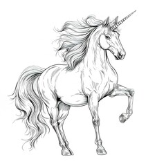 Minimalistic Cute Unicorn Full Body Line Art