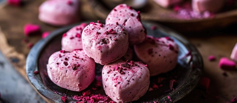 Valentine's Day cocoa bombs in heart shapes
