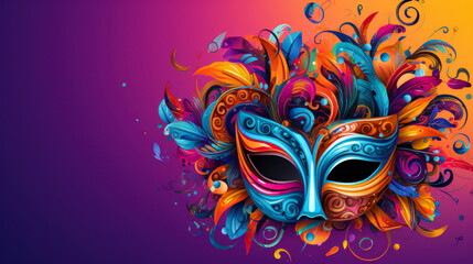 Vibrant colorful masquerade carnival party invitation