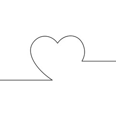 Heart line art continuous one line drawing. Simple linear style. Valentine's Day, wedding, love, couple symbol icon. Romantic symbol. Doodle. Vector illustration.