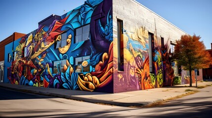 Colorful graffiti on the wall of a building in San Diego