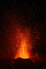 Eruptive vent with lava emis at the top of the Etna volcano