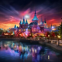 Panoramic view of The Wizarding World of Harry Potter at Seaworld (10) - obrazy, fototapety, plakaty