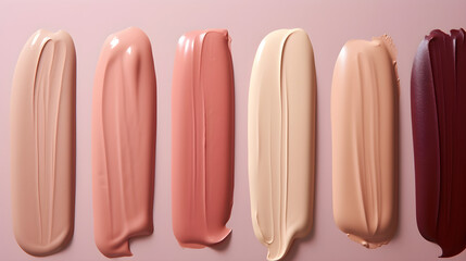 Smears of cosmetics on a beige background