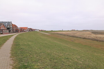 Fototapeta premium Blick auf den Ort Juist auf der gleichnamigen Nordseeinsel