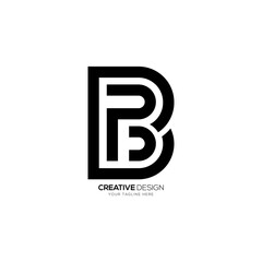 Creative letter b p d modern unique line shape monogram logo design - obrazy, fototapety, plakaty