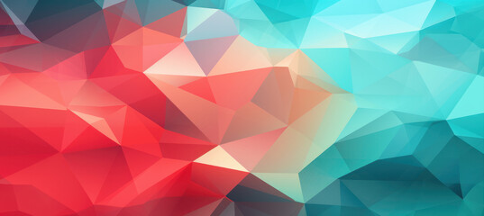 Obraz premium Vibrant Geometric Canvas, Red & Teal Low Poly Background