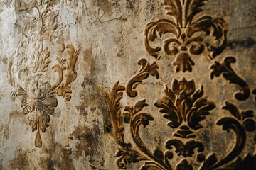 Antique Floral Wallpaper Design: Nostalgic Background with Classic Foliate Pattern