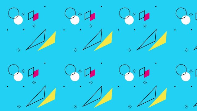 Memphis abstract colorful geometric figures vintage background 4K