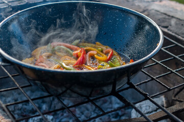 Cooking the typical Spanish dish of 