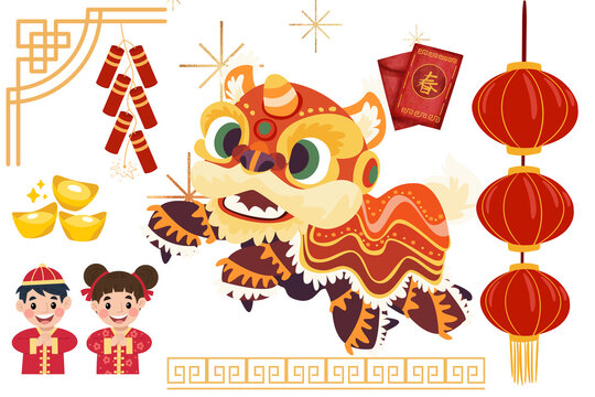 Happy Chinese New Year greeting card. Horizontal posters, greeting cards, headers, website.