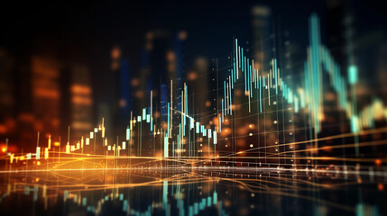 Stock market chart lines, financial graph on technology abstract background represent financial crisis, financial meltdown. Technology concept, trading market concept 