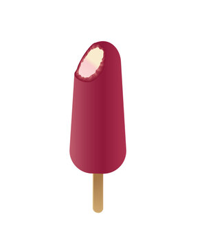 Vector 3D illustration of ice cream with raspberry coating
