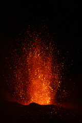 Eruptive vent with lava emis at the top of the Etna volcano