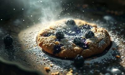 Foto op Canvas mandeln-blueberries cookie with halo and epic light © Pekr