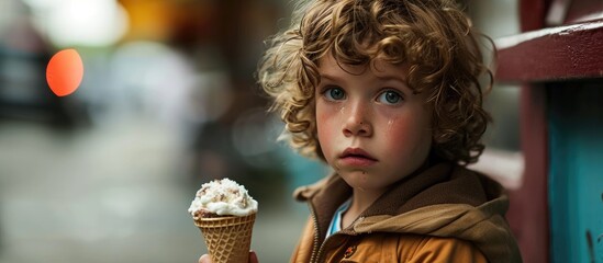 The child got ice cream on his clothes. - Powered by Adobe