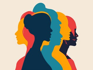 profile portrait of two women with different hairstyles in profile. Generative AI