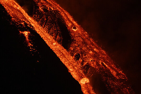 Eruptive vent with lava emis at the top of the Etna volcano