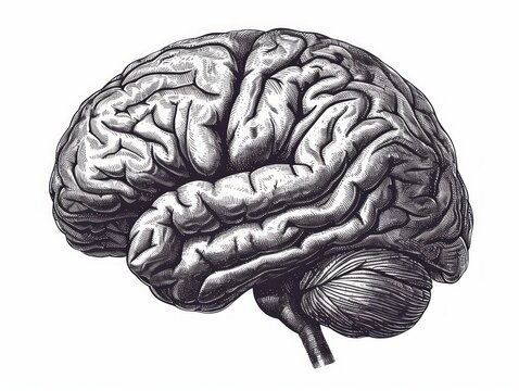 Human brain. illustration of human brain. Hand drawn human brain. Generative AI
