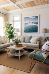 Interior of a modern and simple living room Suitable for catalog covers in magazines or advertisements