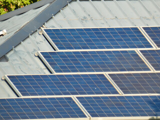 Numerous solar panels on the roof