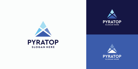 Polygonal technology pyramid triangle logo design