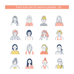 若い女性　アイコンセット　上半身