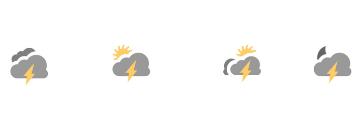 Thunderstorms weather forecast icon. Vector illustration.