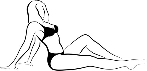 Sexy woman in bikini lying down - 700312527