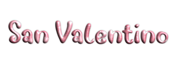 San Valentino, Valentine's Day, three-dimensional writing, pink color with white heart, , written in Italian, holiday vector graphics, suitable for greeting card, message, banner, icon	