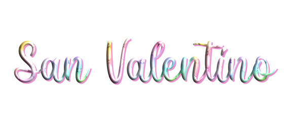San Valentino, Valentine's Day, three-dimensional writing, multicolor color, written in Italian, holiday vector graphics, suitable for greeting card, message, banner, icon	