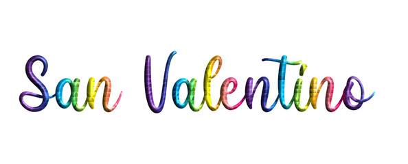San Valentino, Valentine's Day, three-dimensional writing, multicolor color - snakeskin, crocodile skin , written in Italian, holiday vector graphics, suitable for greeting card, message, banner,	